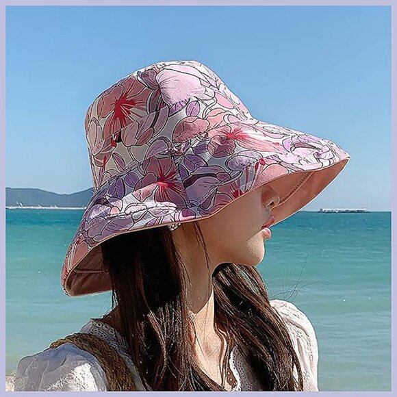 Women's Reversible Bucket Hat UV Protection Packable , 4pink - Picture 5 of 5